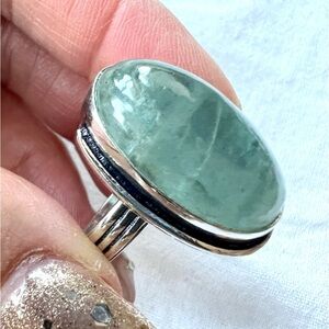 925 Prophet Stone Aquamarine Ring 8.75